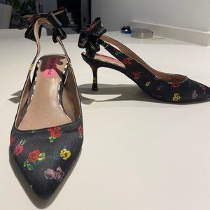 betsy johson black multi color slingback-NEW